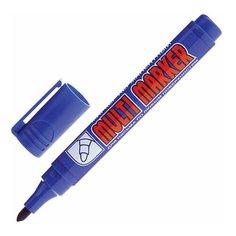 Маркер перманентный (нестираемый) CROWN "Multi Marker", синий, круглый наконечник, 3 мм, CPM-800