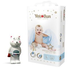 YokoSun трусики Premium L (9-14 кг) 44 шт + игрушка для ванной котик Йоко