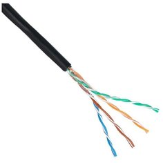 Cable UTP 305m NETLAN 4 пары, Кат.5е, для внешней прокладки, PE до -40C, одножильный, 100МГц, черный