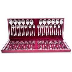 Нытва Набор столовых приборов Мондиал, 48 предметов серебристый/красный