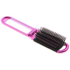 Расческа массажная складная с зеркалом розовая Royal Rose