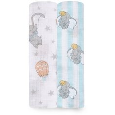 Многоразовые пеленки aden + anais Dumbo new heights 112х112 см серый/голубой 2 шт.