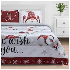 Постельное белье 1.5-спальное Этель Merry Christmas, бязь, 2 наволочки 50 х 70 см, красный/белый