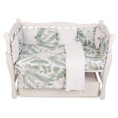 Amarobaby бортик в кроватку Exclusive Soft Collection Папоротники белый/зеленый