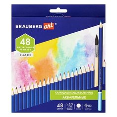 Карандаши художественные цветные акварельные BRAUBERG ART CLASSIC, 48 цветов, грифель 3,3 мм, 181532
