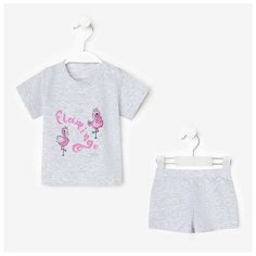 Комплект одежды Amelli Фламинго размер 80, серый