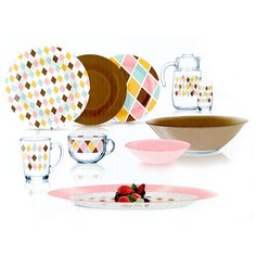 Столовый сервиз АМБ ромби браун 46 предметов 6 персон Luminarc