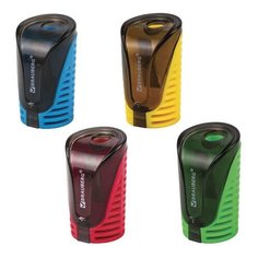 Точилка BRAUBERG "Cell" с контейнером, пластиковая, овальная, цвет корпуса ассорти, 226944