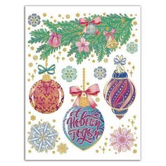 Украшение для окон и стекла декоративное "Шарики с бантиками" с раскраской, 30х38 см, ПВХ, 81319 Magic Time