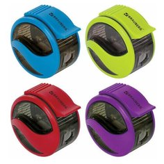 Точилка BRAUBERG "Rewind", с контейнером, пластиковая, корпус ассорти, 228468