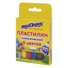 Пластилин классический юнландия "юнландик-скульптор", 6 цветов, 120 г, высшее качество, 105028