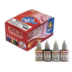 Краски по стеклу 04цв, ЛУЧ "Витраж контуры" в шоу-боксе по 20мл 25С 1542-08