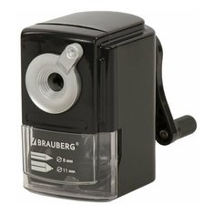 Точилка механическая BRAUBERG "STYLE", для ч/гр и цветных карандашей (в том числе утолщенных), крепление к столу, корпус черный, 228482