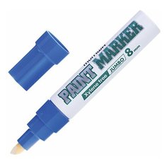 Маркер-краска лаковый (paint marker) MUNHWA "Jumbo", 8 мм, нитро-основа, алюминиевый корпус, синий, JPM-02
