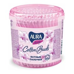 Ватные палочки комплект 200 шт., AURA, пластиковый стакан, 20803, 6359,6442,6359