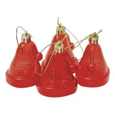 Украшения елочные подвесные "Колокольчики", набор 4 шт., 6,5 см, пластик, полупрозрачные, красные, 59596 Веселый хоровод