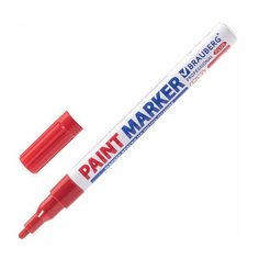 Маркер-краска лаковый (paint marker) 2 мм, красный, нитро-основа, алюминиевый корпус, BRAUBERG PROFESSIONAL PLUS, 151440