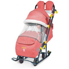 Санки-коляска Nika Ника детям 7-3, В джинсовом стиле красный