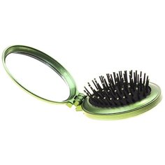 Расческа массажная складная с зеркалом овальная зеленая Royal Rose
