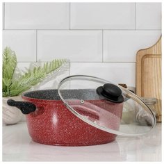 Кастрюля CAStA Red, 5 л, антипригарное покрытие, стеклянная крышка