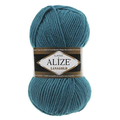 Пряжа «Lanagold» Alize 51% акрил - 49% шерсть 240м/100гр (640 павлиновая зелень) 5 шт.