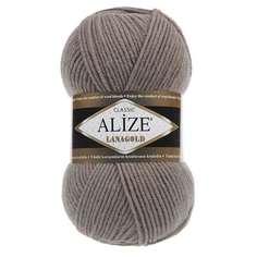 Пряжа «Lanagold» Alize 51% акрил - 49% шерсть 240м/100гр (584 кофе с молоком) 5 шт.