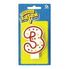 Праздничная свеча цифра "3" высотой 7,6 см Веселая Затея