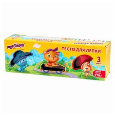 Пластилин на растительной основе (тесто для лепки) юнландия, 3 цвета, 270 г, картонный рукав, 105507