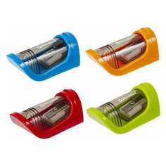 Точилка BRAUBERG "Sharp", с контейнером, пластиковая, корпус ассорти, 228462