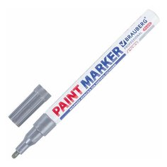 Маркер-краска лаковый (paint marker) 2 мм, серебряный, нитро-основа, алюминиевый корпус, BRAUBERG PROFESSIONAL PLUS, 151442