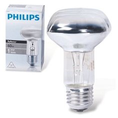 Лампа накаливания PHILIPS Spot R63 E27 30D, 60 Вт, зеркальная, колба d = 63 мм, цоколь E27, угол 30°, 043665