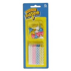 Праздничные свечи для торта, комплект 24 шт., с подставкой, 6 см, в блистере, 1502-0181 Веселая Затея