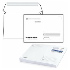 Конверты С4 (229х324 мм), отрывная лента, "Куда-Кому", 100 г/м2, комплект 50 шт., внутренняя запечатка, 1658.50 Курт