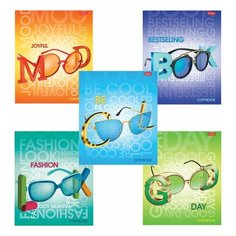 Тетрадь, А5, 48 л., HATBER, скоба, клетка, матовая ламинация, выборочный лак, "Fashion" (5 видов), 48Т5влВ1