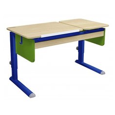 Стол детский Астек-Элара Твин-2 с ящиком 115x58 см береза/зеленый/синий