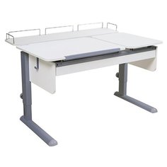 Стол детский Астек-Элара Твин-2 с ящиком и задней приставкой 115x85 см белый/белый/серый