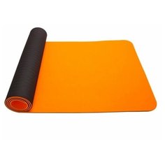 Коврик для йоги 183х61х0,6, TPE, оранжевый, черный Icon
