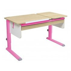 Стол детский Астек-Элара Твин-2 с ящиком 115x58 см береза/белый/розовый