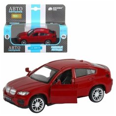 Машинка детская, металлическая, инерционная, Автопанорама, коллекционная, 1:43 BMW X6, красный, открываются двери