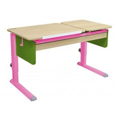 Стол детский Астек-Элара Твин-2 с ящиком 115x58 см береза/зеленый/розовый