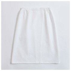 Полотенце вафельное для бани Экономь и Я женское парео 80х144см, цв.белый 100%хл, 200 гр/м2