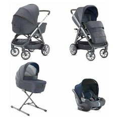 Коляска 3 в 1 Inglesina Aptica Tailor Denim (с подставкой для люльки) шасси Graphite Coffee