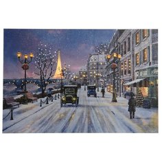 Светодиодное оптоволоконное настенное панно набережная сены, 40х60 см, батарейки, Kaemingk 480627