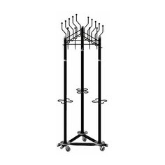 Вешалка на колесах на 15 крючков с держателем для зонтов "Гардикс-3К", металл, черная ТИТАН