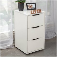 Комод Прага 3 ящика Белый с тиснением 400х732х410 Letta