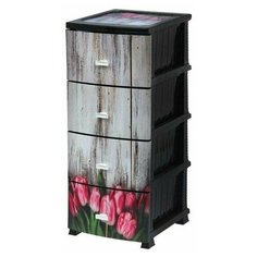 Комод "Декор" 4 ящика "Тюльпан" черный РОССПЛАСТ