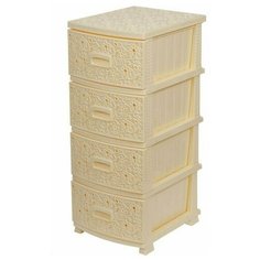 Комод "Декор" 4 ящика "Ажур" слоновая кость РОССПЛАСТ