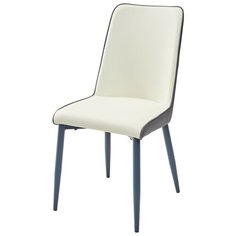 Стул SOFT ( 2 шт. ) мягкий, для кухни, для гостиной, ткань, цвет - кремовый с серым, на сером металлическом каркасе, со спинкой / 614/645 / (М Сити) M-City