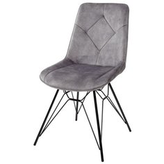 Стул MARBELLA ( 4 шт. ) мягкий, для кухни, для гостиной, цвет античный темно-серый, на черном металлическом каркасе, со спинкой, велюр / PK6015-02 (VBP202) / (М Сити) M-City