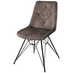 Стул MARBELLA ( 4 шт. ) мягкий, для кухни, для гостиной, цвет античный серо-бежевый, на черном металлическом каркасе, со спинкой, велюр / PK6015-08 (VBP208) / (М Сити) M-City